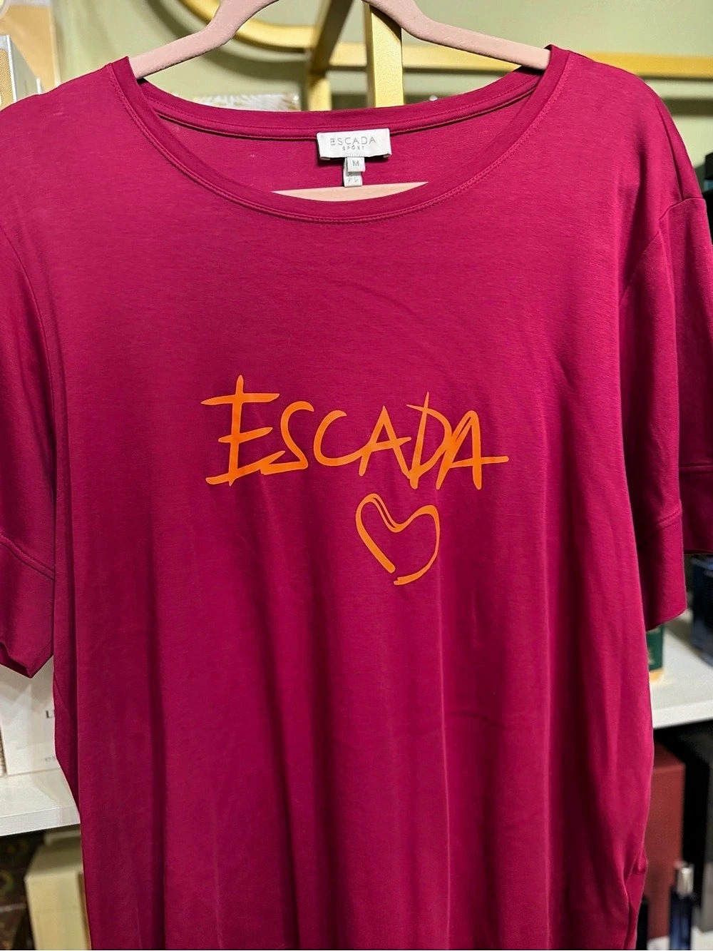 Escada Graphic Short Sleeve Tee in Pink Like New